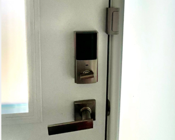 Smart lock on a front door